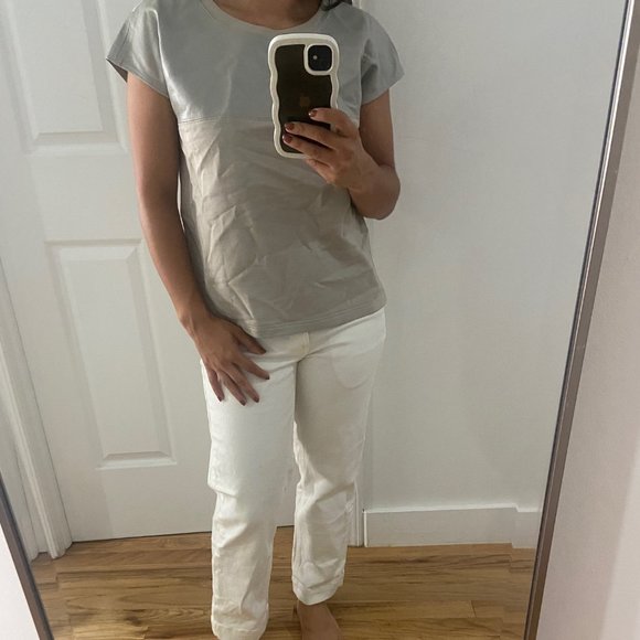 HELMUT LANG LEATHER MIXY TOP - Picture 1 of 4